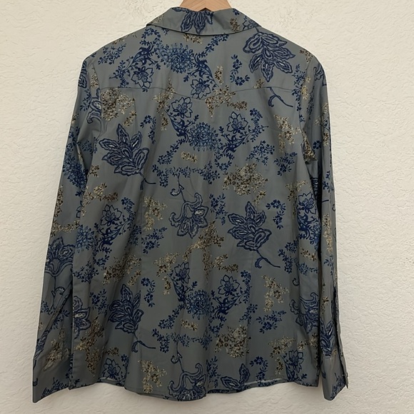 Denim & Co western cotton blend button snap blouse size large - Picture 6 of 6